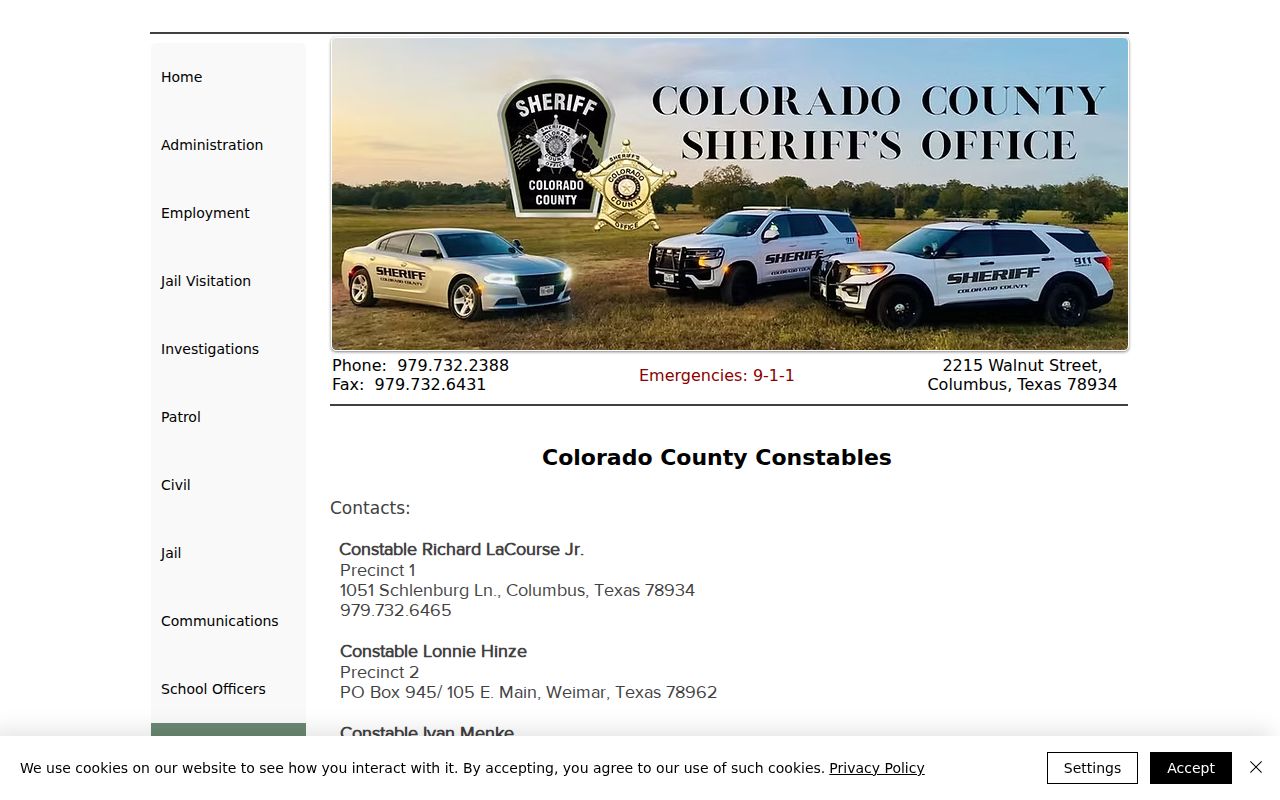Colorado County warrant search: official four-precinct constable contact page