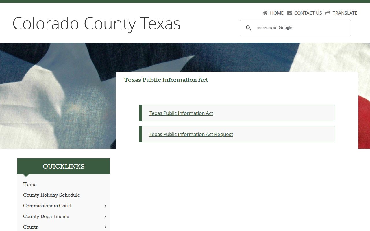Colorado County active warrant records: county public information request and TPIA page