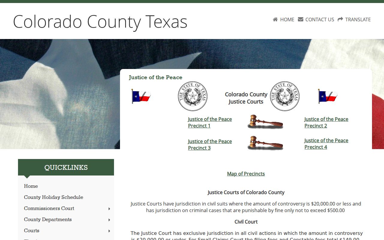 Colorado County bench warrants: county directory for four JP precinct courts