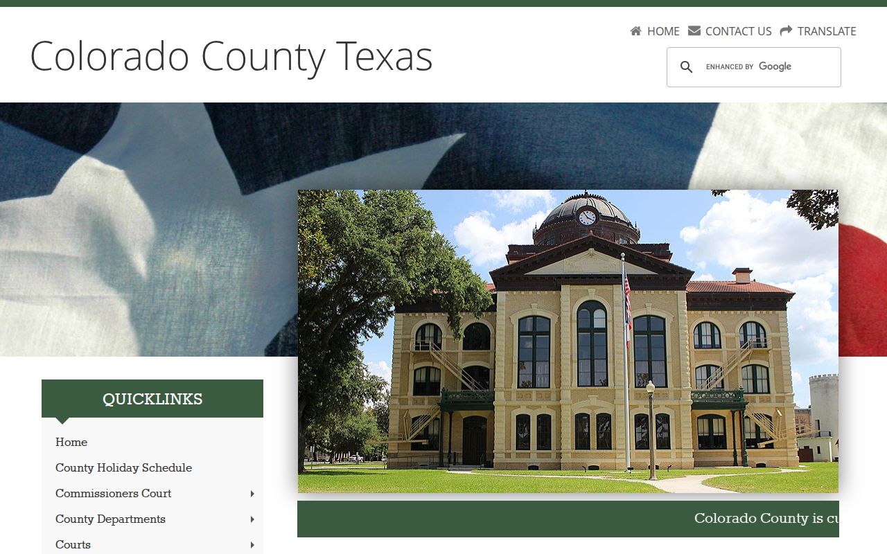 Colorado County warrant records: official courthouse and county navigation
